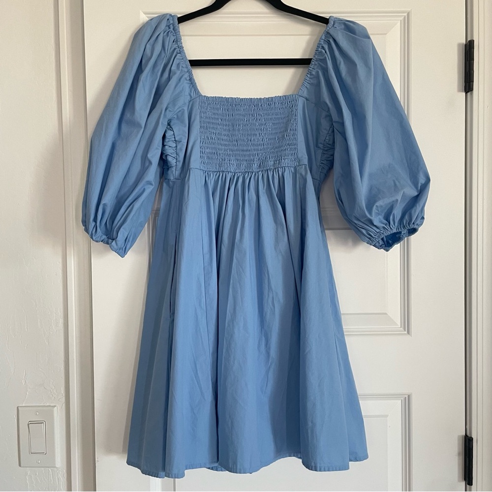 Abercrombie & Fitch Baby Blue Emerson Puff Sleeve Mini Dress - Picture 2 of 8